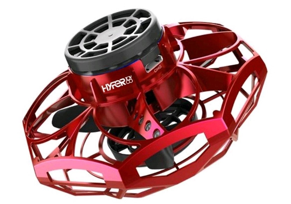 Hyper Toy Cyber Spin Motorized Mini 3'' Red Flying Disc with LED Light 360° Spin