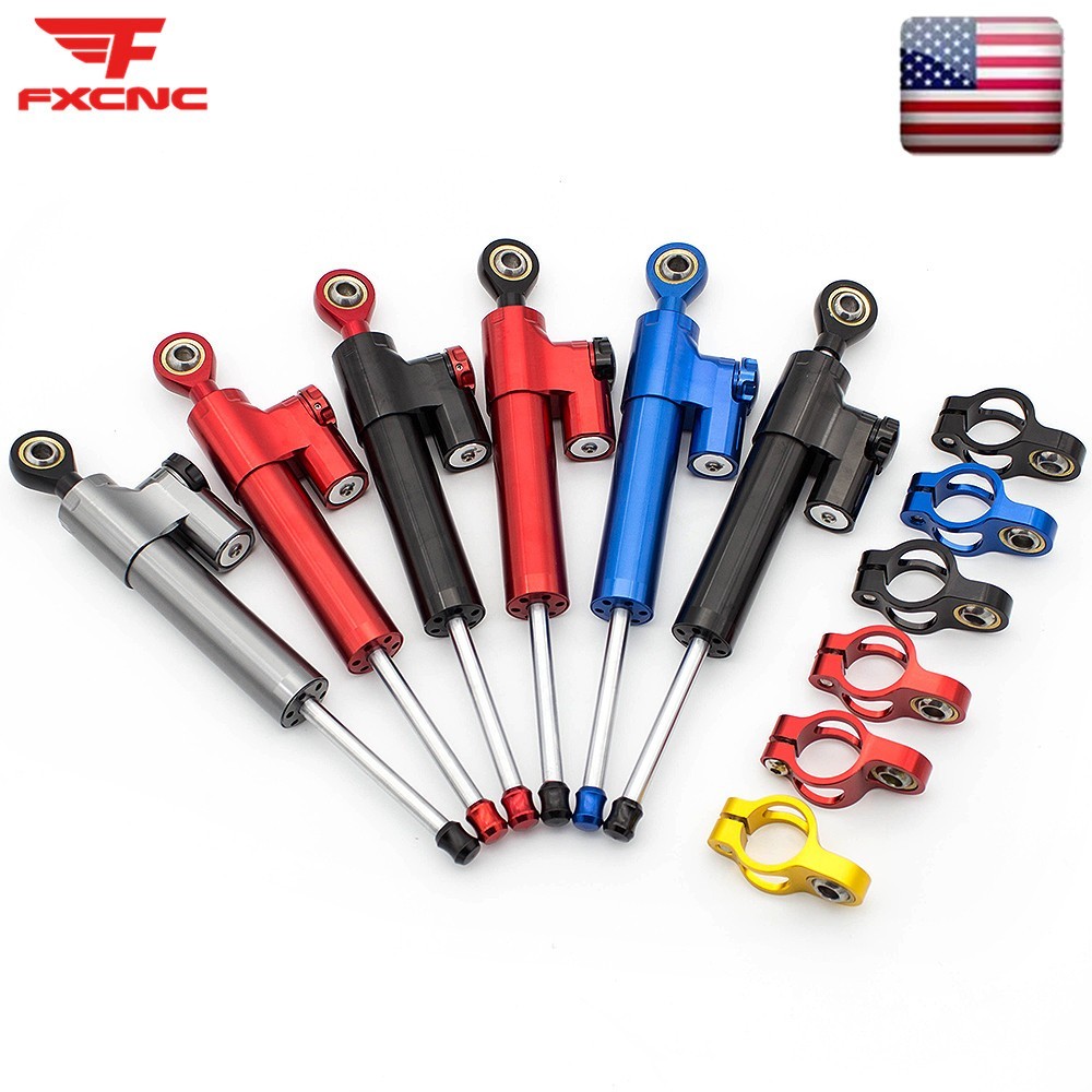 FXCNC 255MM Steering Damper Stabilizer Reversed Shock Universal Adjustable Gold