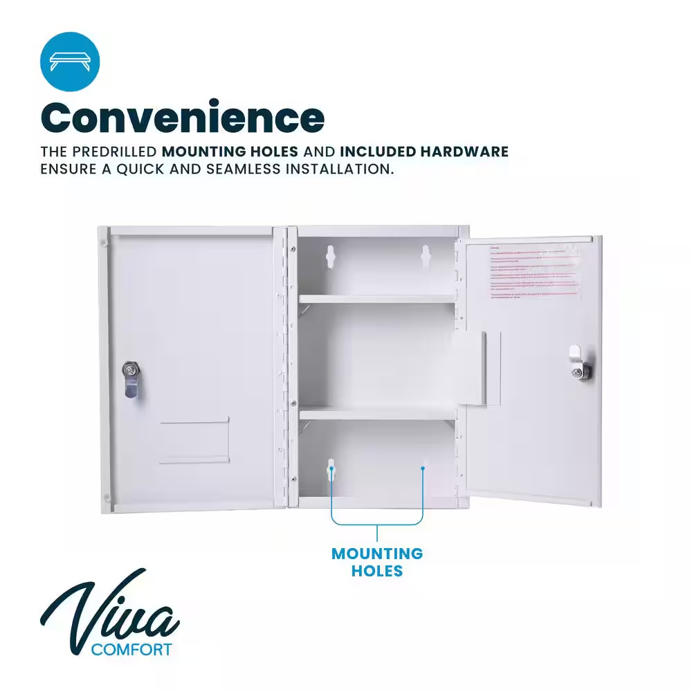 14.5 In. H X 9.5 In. W Medium Rectangular White Steel Surface Mount Double Door