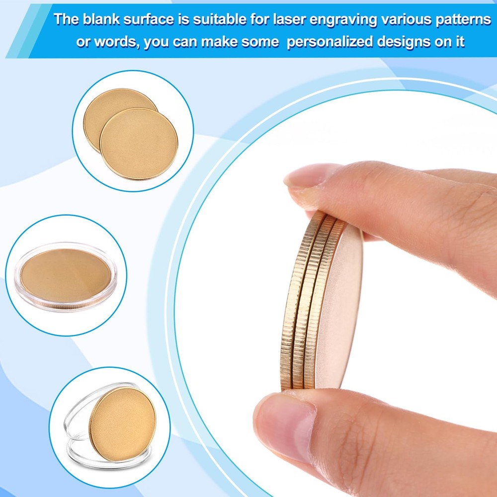 25Pcs 40mm Blank Challenge Coin Engraving Blanks Coins Threaded Edged with Ac...