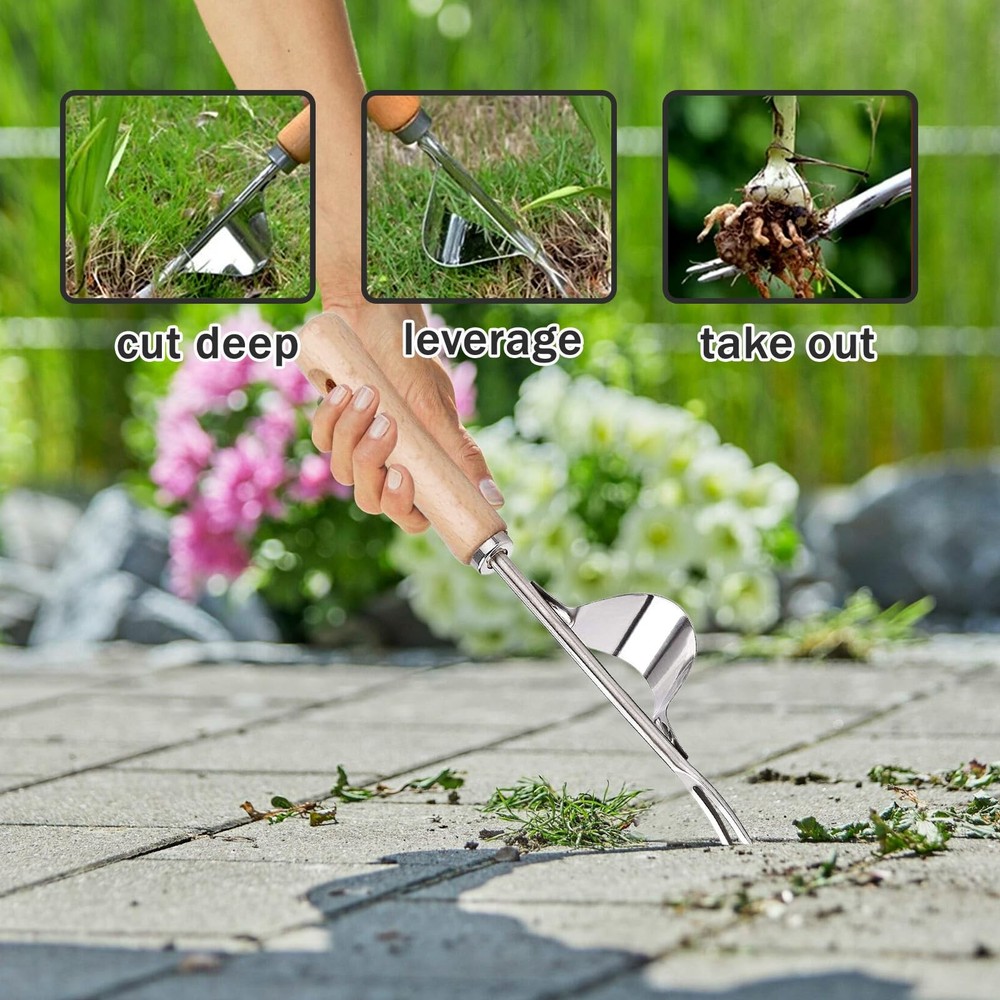 Crack Weeder Tool, Weed Puller Tool with 2 Heads&Scraping Hook, Paver Weeding...