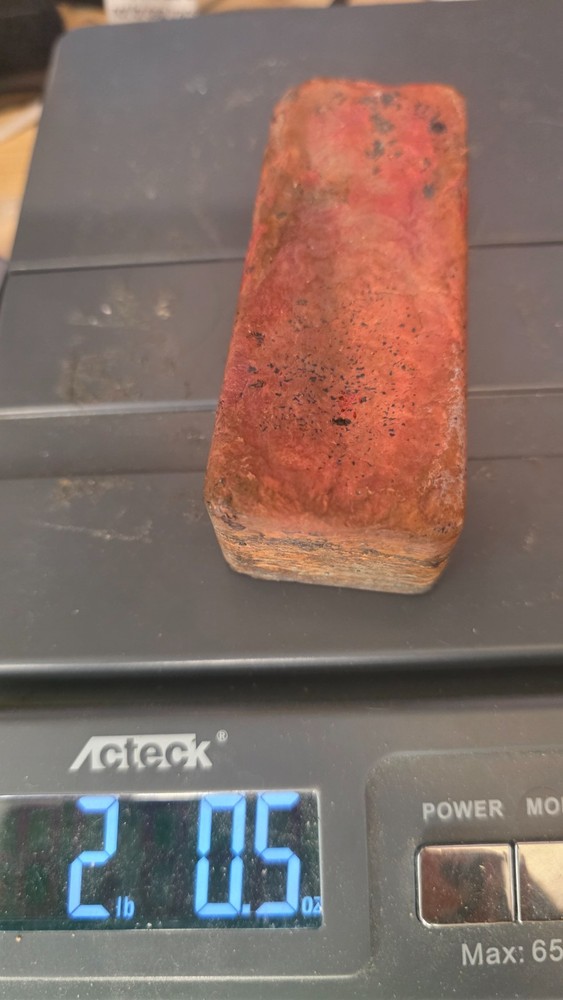 2 lb hand poured copper bar