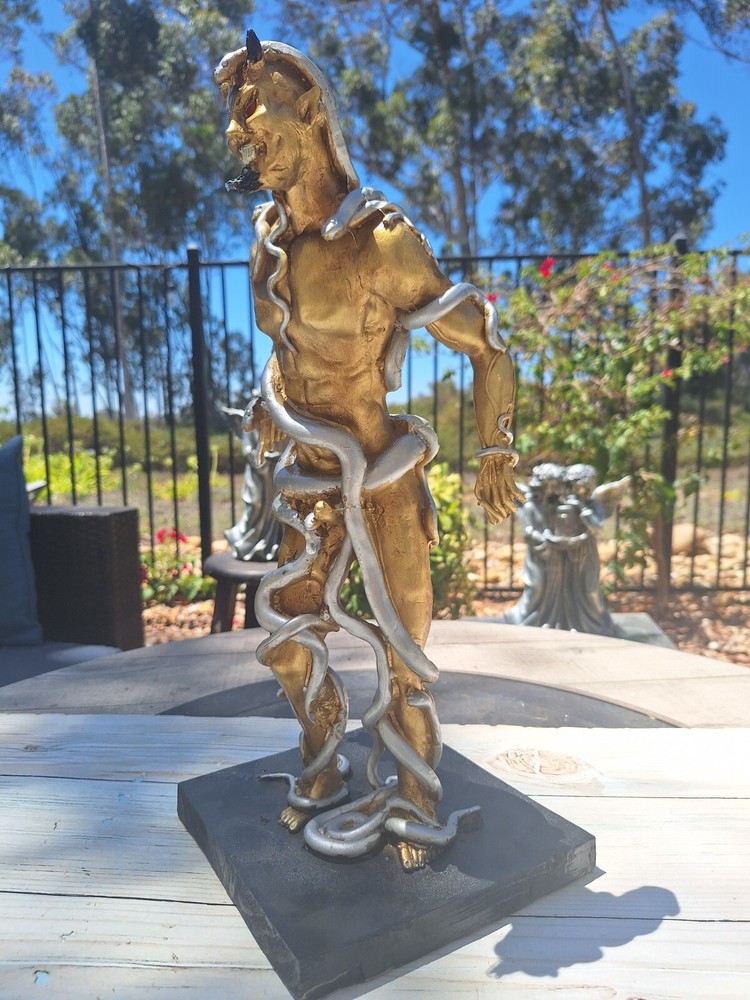 Templar Sabbatic Goat Baphomet Satan Gold 18"X10" / Devil / Evil / Snake