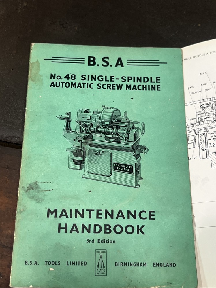 BSA Single Spindle Automatic Screw Machine Maintenance Manual Book 3rd Edition