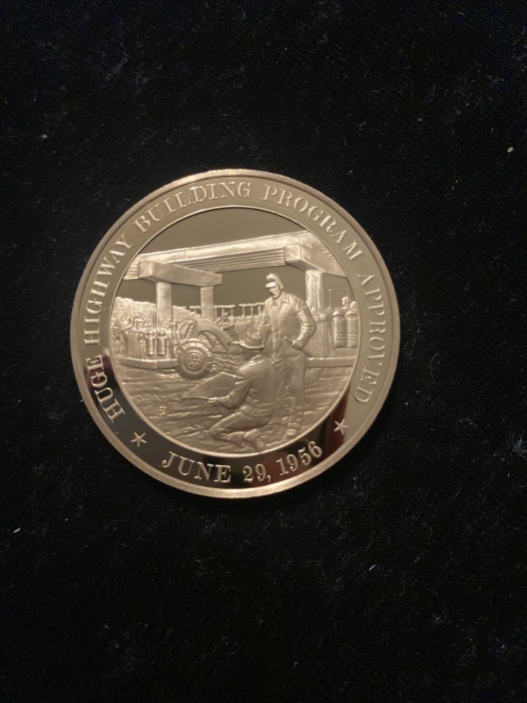 Us History Franklin Mint Bronze Medal 1956 Huge Highway Building Program