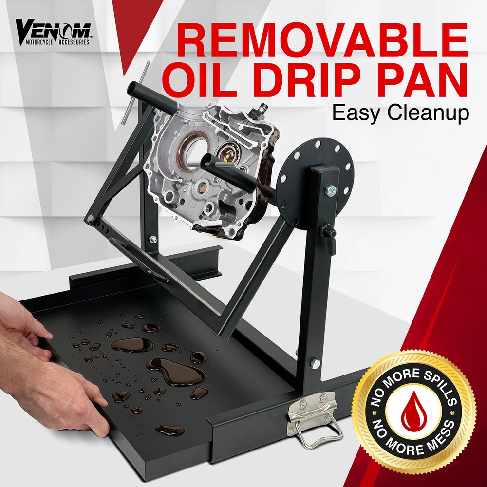10 Adjustment Angles Engine Stand W/ Removable Oil Drip Pan