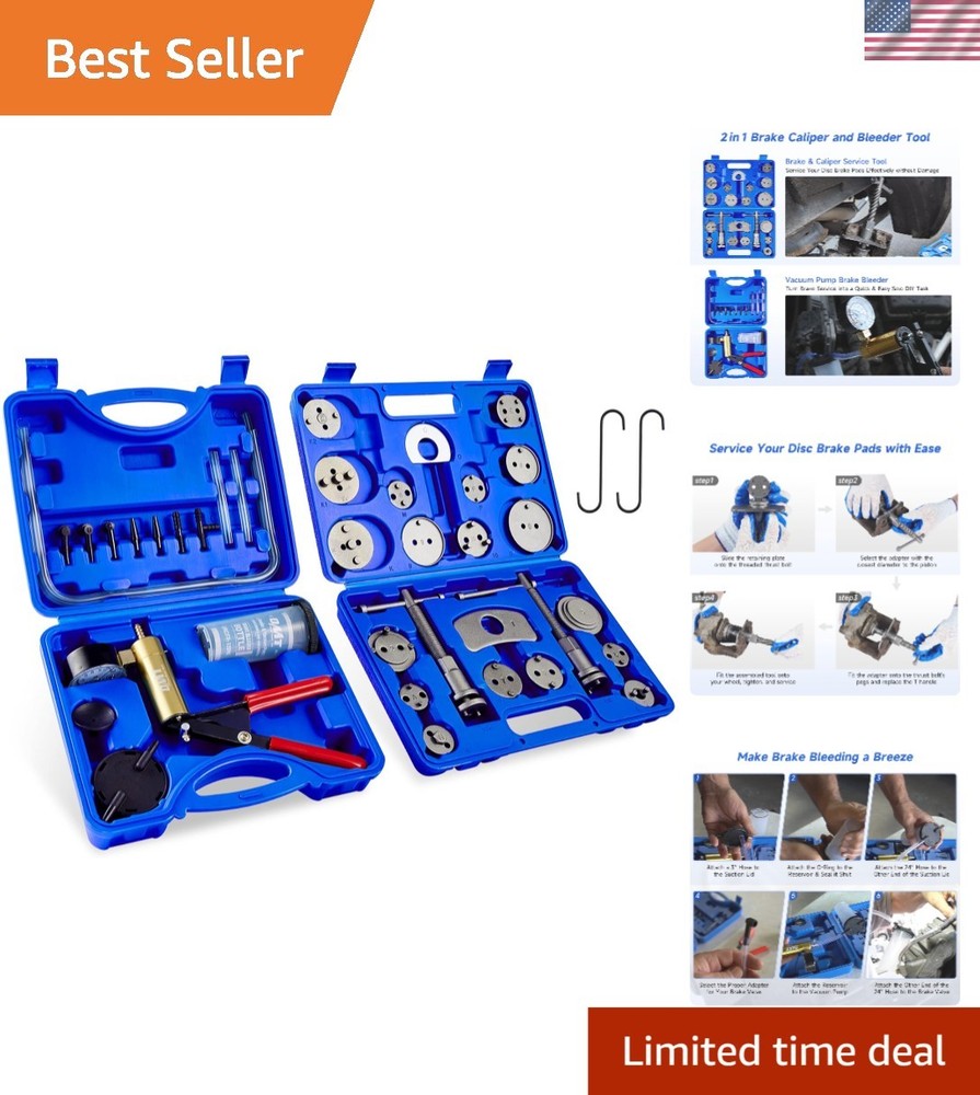 Durable 2-in-1 Brake Maintenance Tool with Compression & Vacuum Pump Features