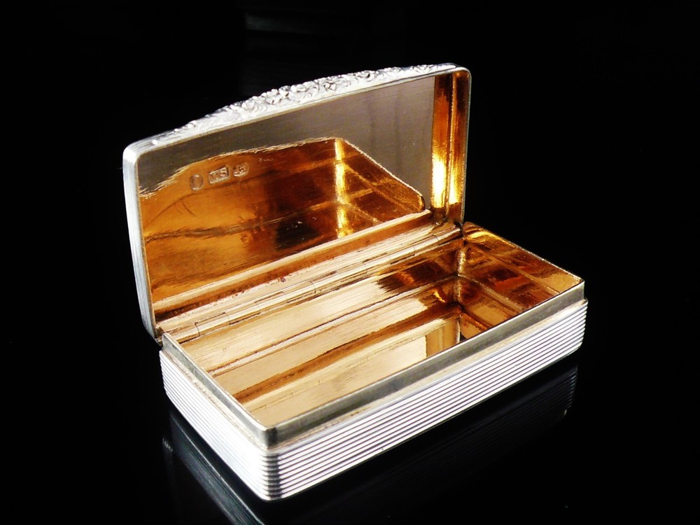 Immaculate Sterling Silver Snuff Box, Hallmarked Birmingham 1836
