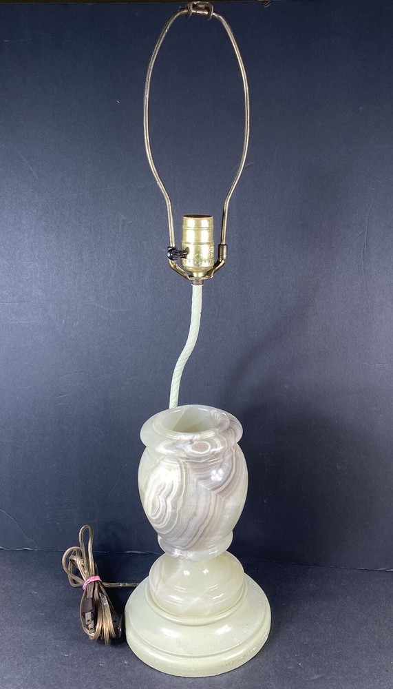 Solid Marble Or Onyx Hand Carved Vase Lamp