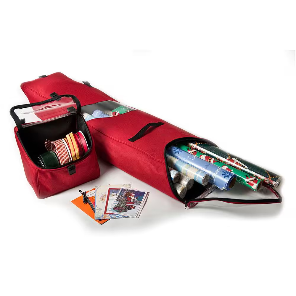 Hanging Wrapping Paper Storage Container with Extra Gift Wrap Accessory Storage