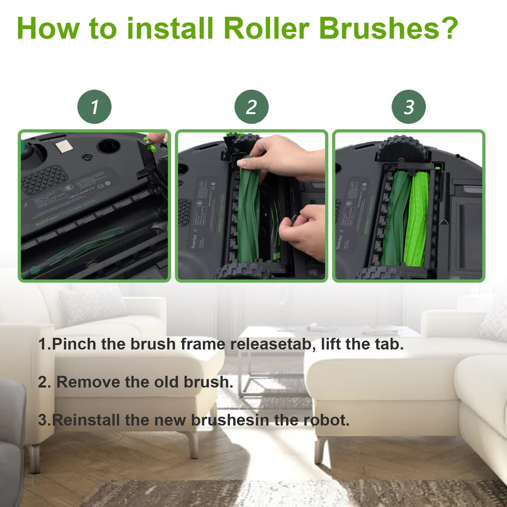 2 Sets Replacement Roller Brush for iRobot Roomba e5 e6 i1 i3+ i4 i6+ i7 i8 Plus