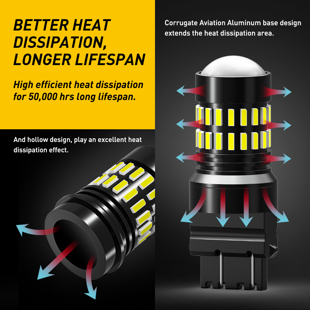 2x AUXITO 3156 3157 4157 LED Reverse Backup Light Bulbs 6000K Xenon White Bright