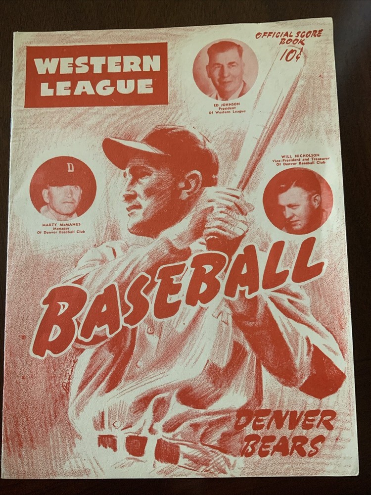 1947 Denver Bears Program Unscored Pueblo