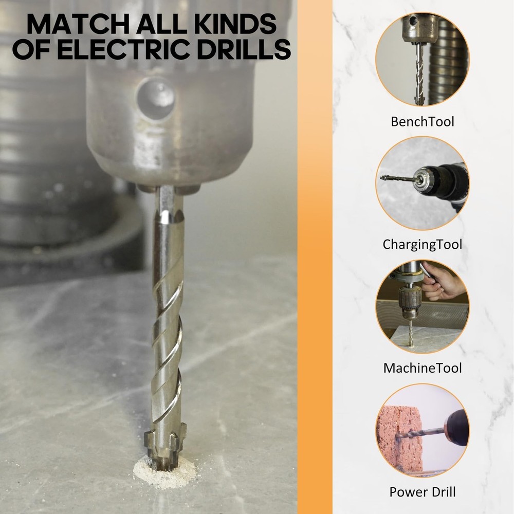 5 Pack Professional Masonry Drill Bit Set, Concrete Drill Bits, 1/4" to 1/2" ...