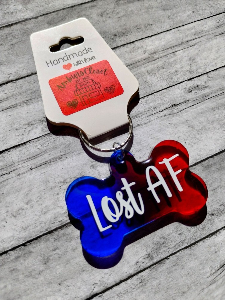 Personalized Resin Bone Dog Tag ID Customized with name & phone FUNNY Handmade
