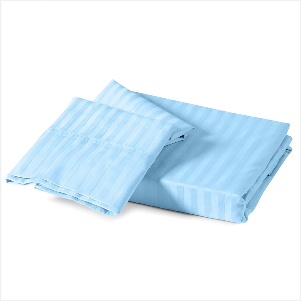 Branded Sheets Collection 1000TC Egyptian Cotton Select Size Sky Blue Stripes