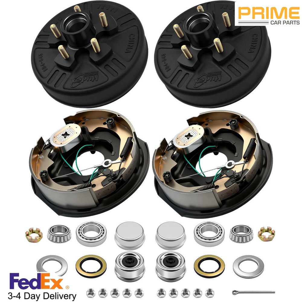 Electric Trailer Self Adjusting Brake 5-4.5" Hub Drum Kit For 3500 lb Axle
