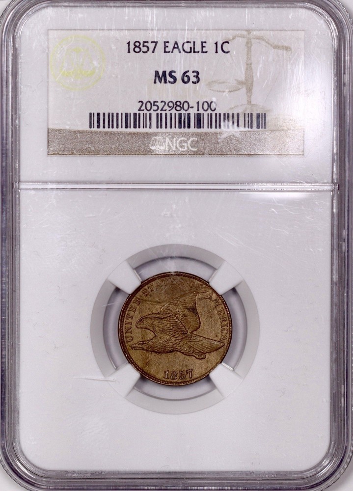 1857 Flying Eagle Cent NGC MS63 - Great Type Coin!