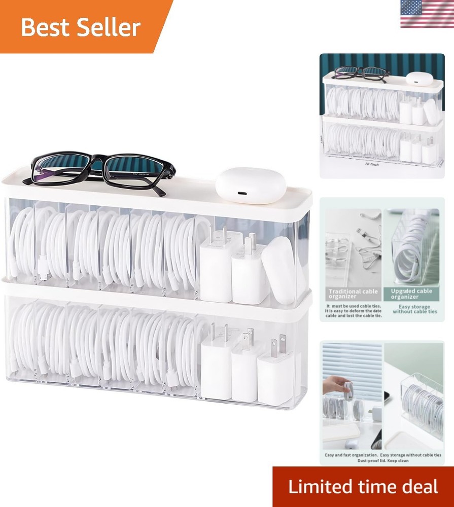 Versatile 2-Pack Cord Storage Organizer – Keep Your Cables Dust-Free