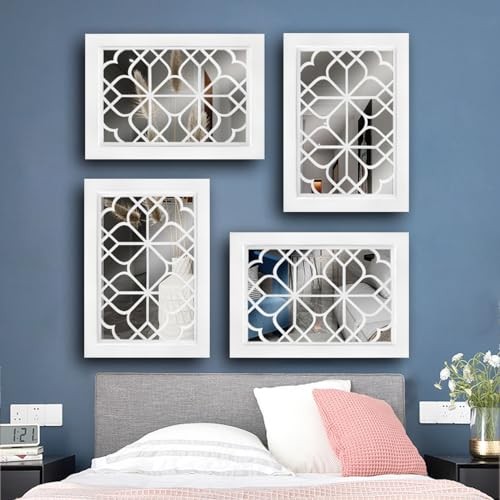 Set of 2 Rectangular Wall Mirror,Gorgeous Rustic 11x15 inch - 2 PCS White