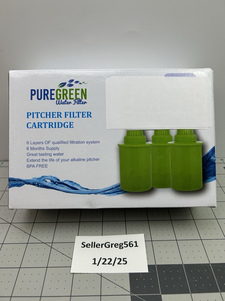 PURE GREEN Replacement Water Filters, for PURE GREEN Pitchers, 3-Pack