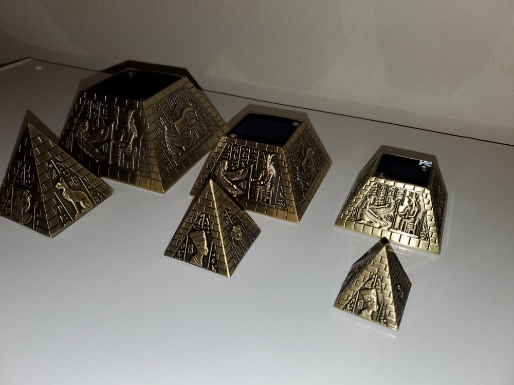 Metal Egyptian Pyramids Sculptures Set (3 Pcs)