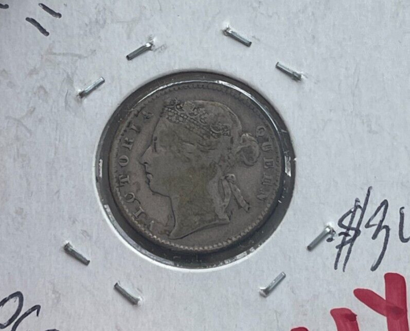 1889 Straits Settlements 10 Cents bg