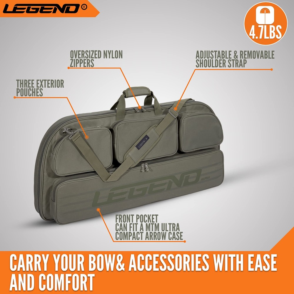 Legend Alpha Compound Bow Case - Fits MTM Ultra Compact Arrow Cases - Archery...