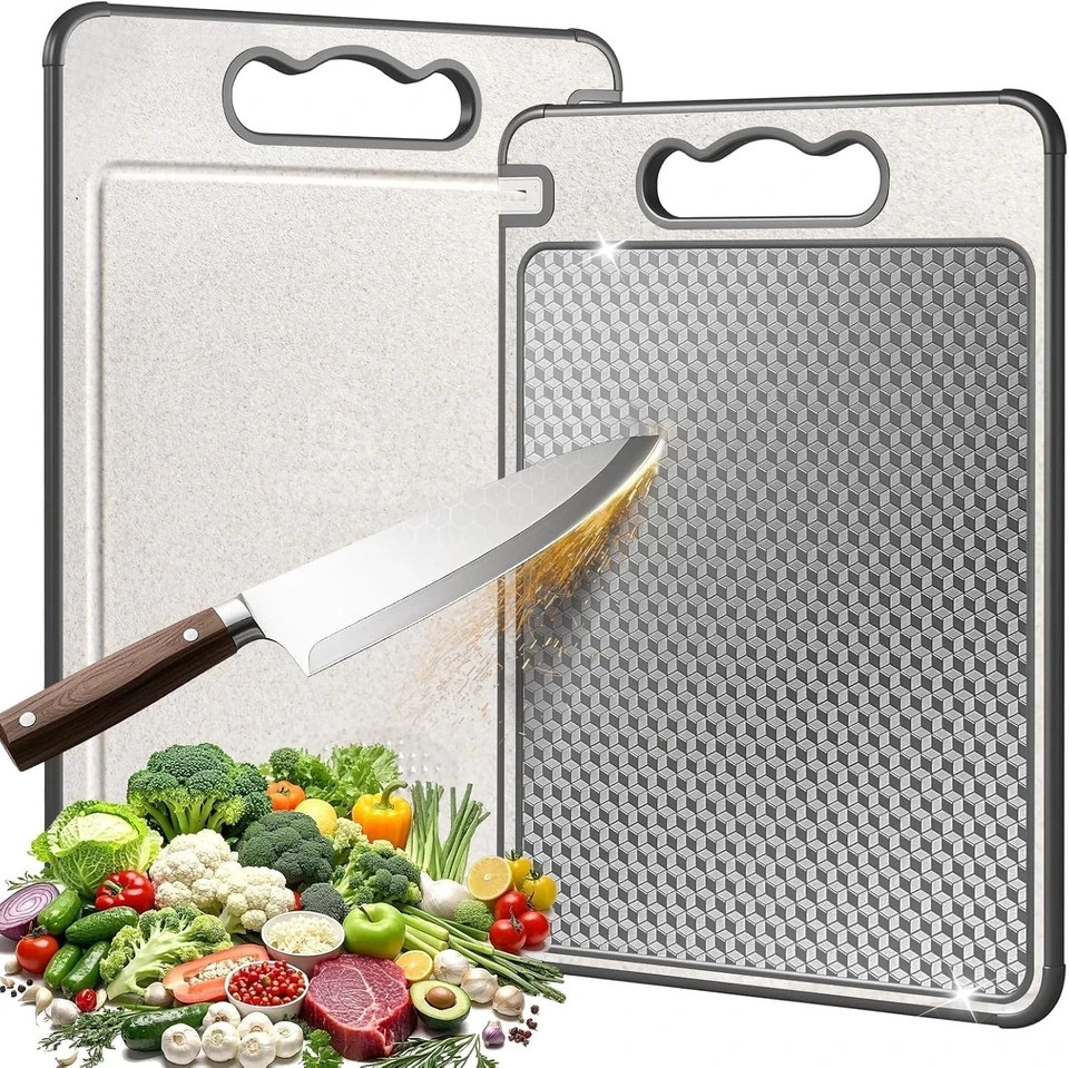 stainless Double-Sided Cutting Boards Titanium Chopping Board For Kitchen Campin