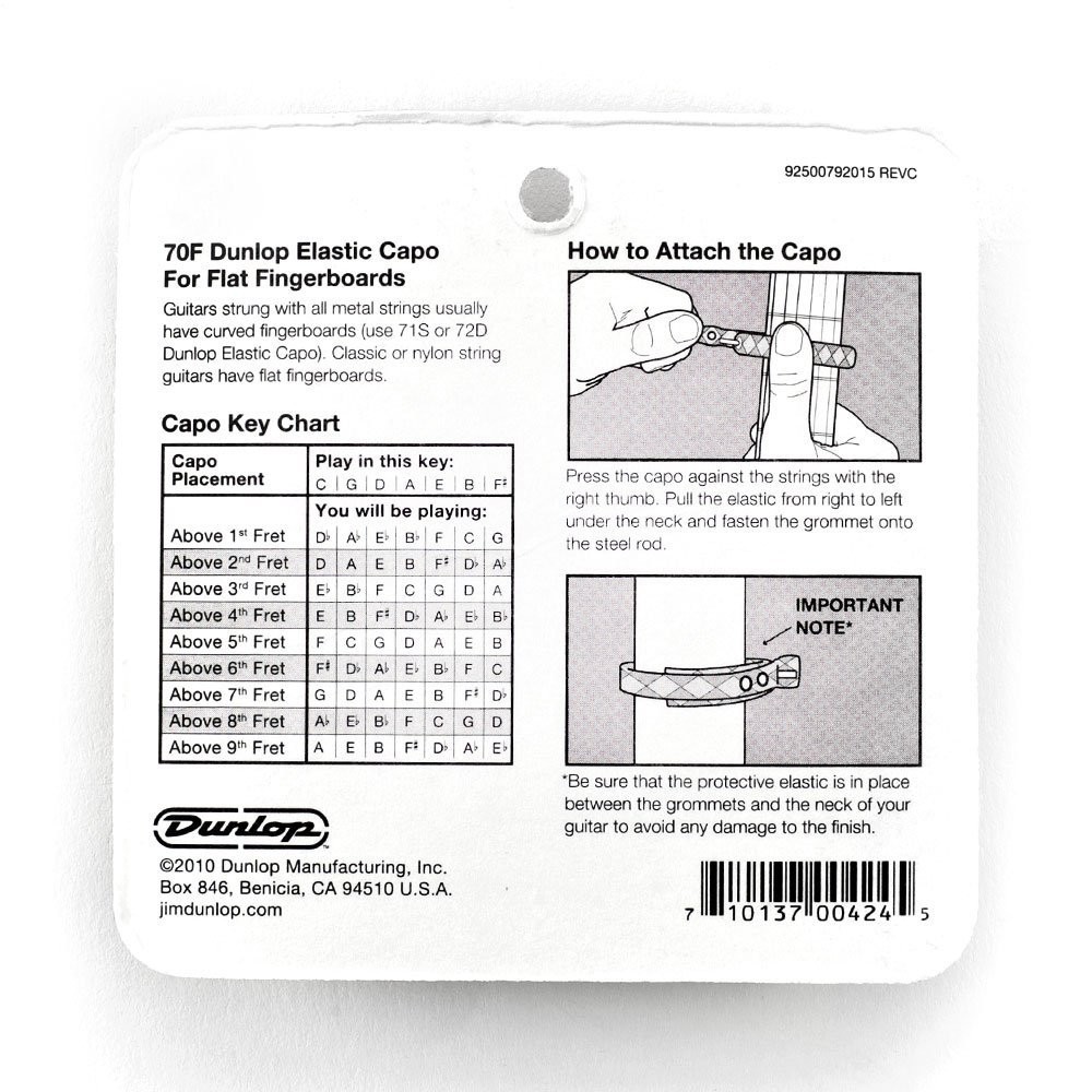 Dunlop 70F Elastic Guitar Capo - Flat Strap