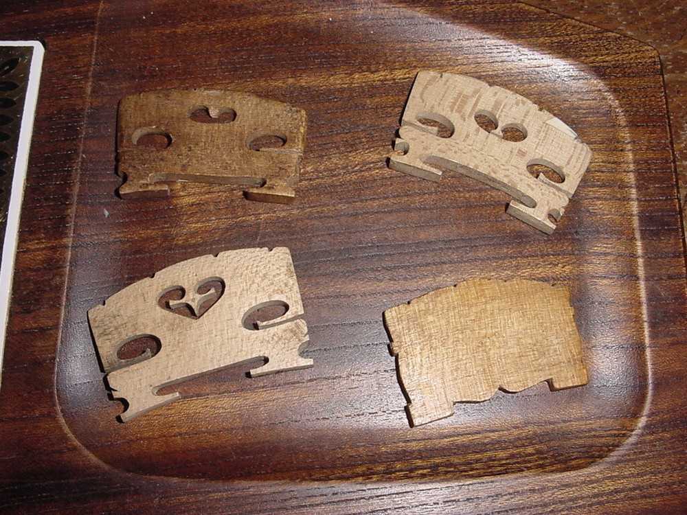 FOUR UNUSUAL VINTAGE VIOLIN BRIDGE S 4/4