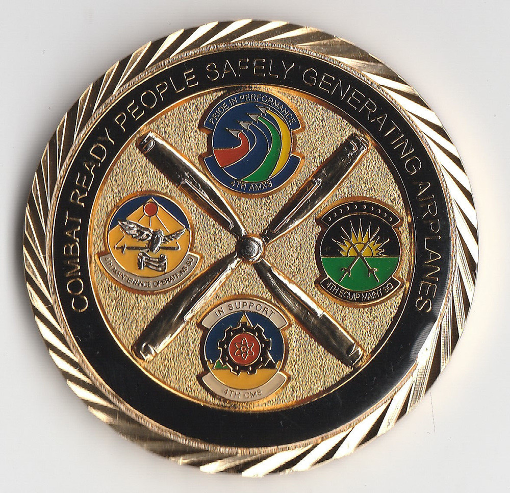 USAF 4th Maintenance Group Challenge Coin 1.75" DIA BX6