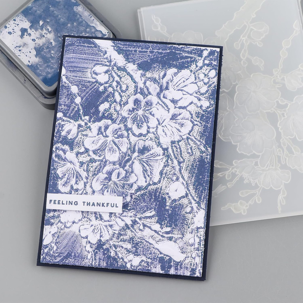 3D Embossing Folder for Card Making,Cherry Plum Blossom Clear Plastic Texture Fa