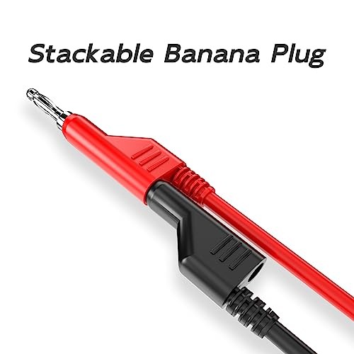 Stackable Banana Plug to Alligator Clips Test Leads, Red & Black, 2 PCS