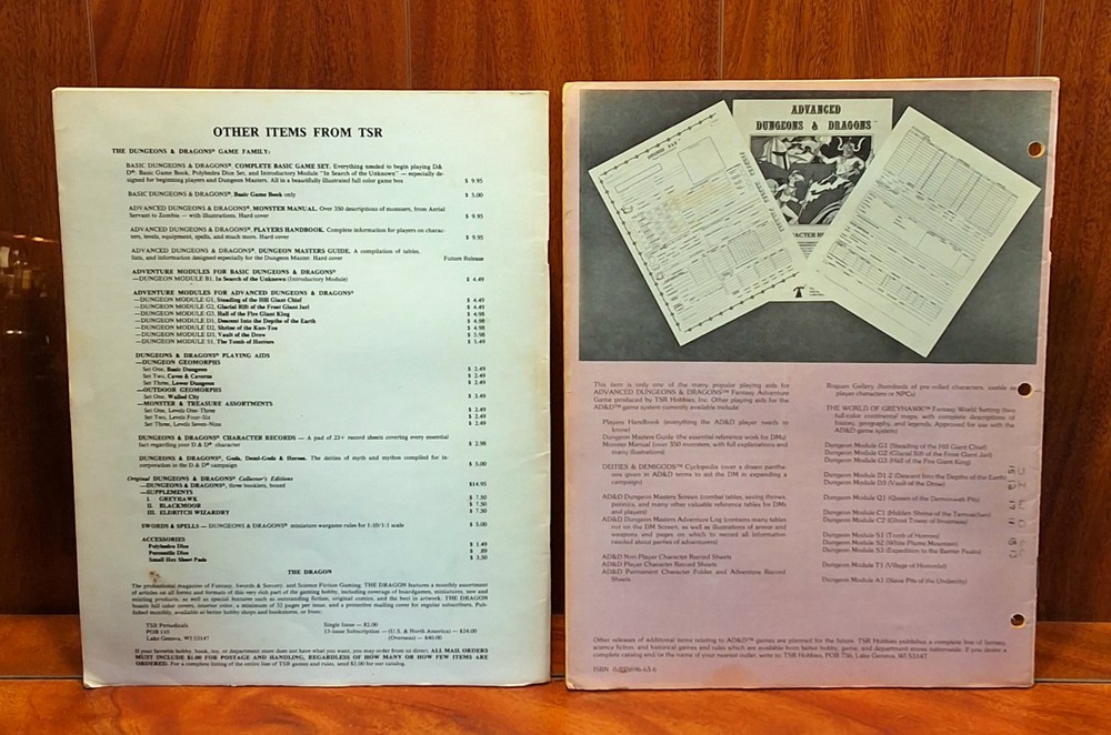 Advanced D&D Player Character Sheet Book Complete & Unused Plus D&D Rule Book!