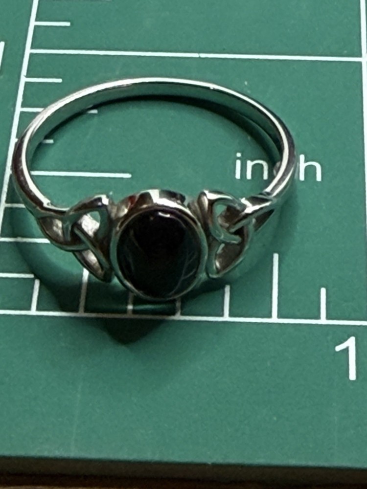 Black Onyx Triquetra Sterling Silver Ring