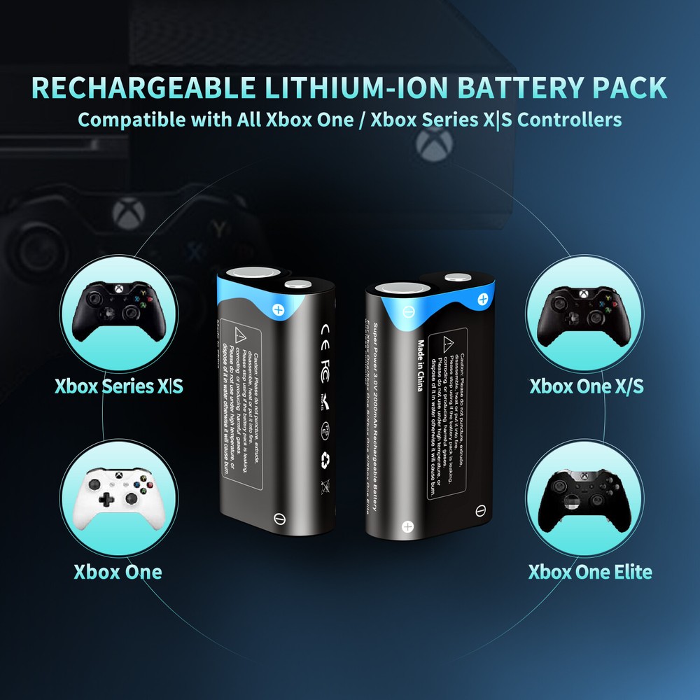 3Pack Lithium Rechargeable Xbox Controller Battery Pack for Xbox One/Xbox Series