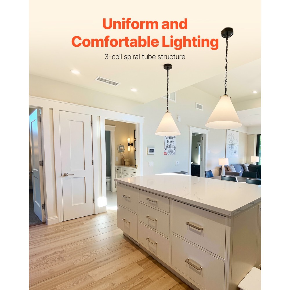 4-Pack CFL Light Bulbs 13W Compact Fluorescent Bulbs with 2700K Warm Light