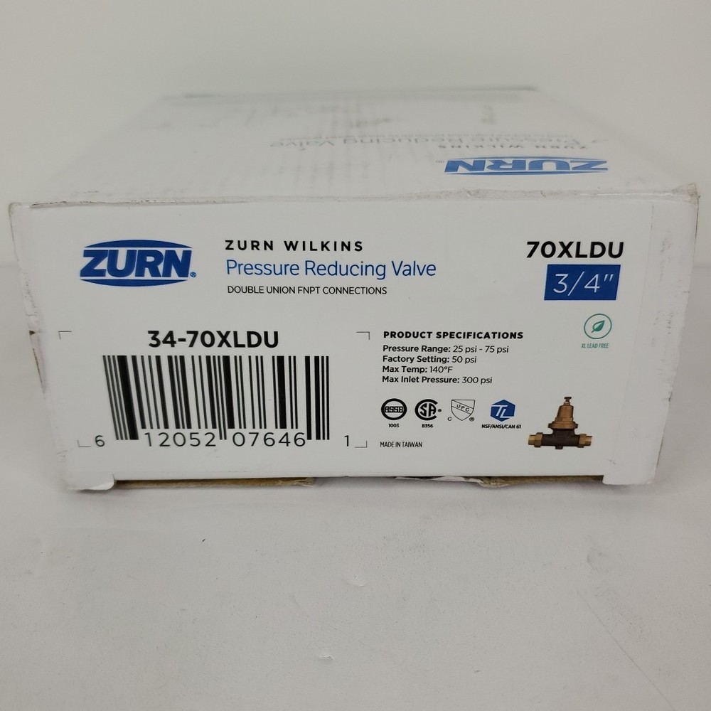 Zurn Wilkins 3/4" 70XL Pressure Reducing Valve with Double Union FNPT Connection