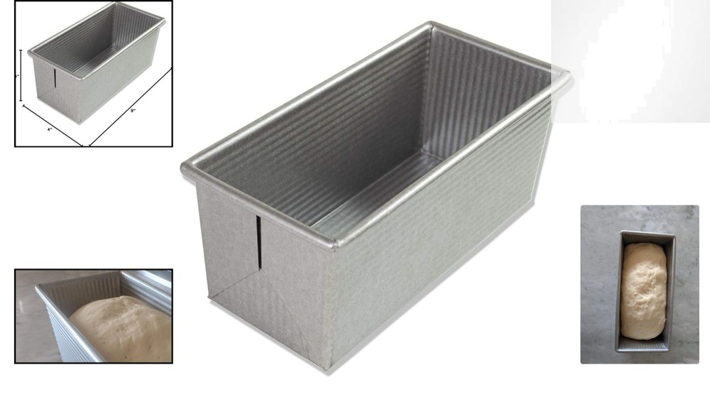 9 x 4 Inch Non-Stick Pullman Loaf Pan - Durable Aluminized Steel Bakeware