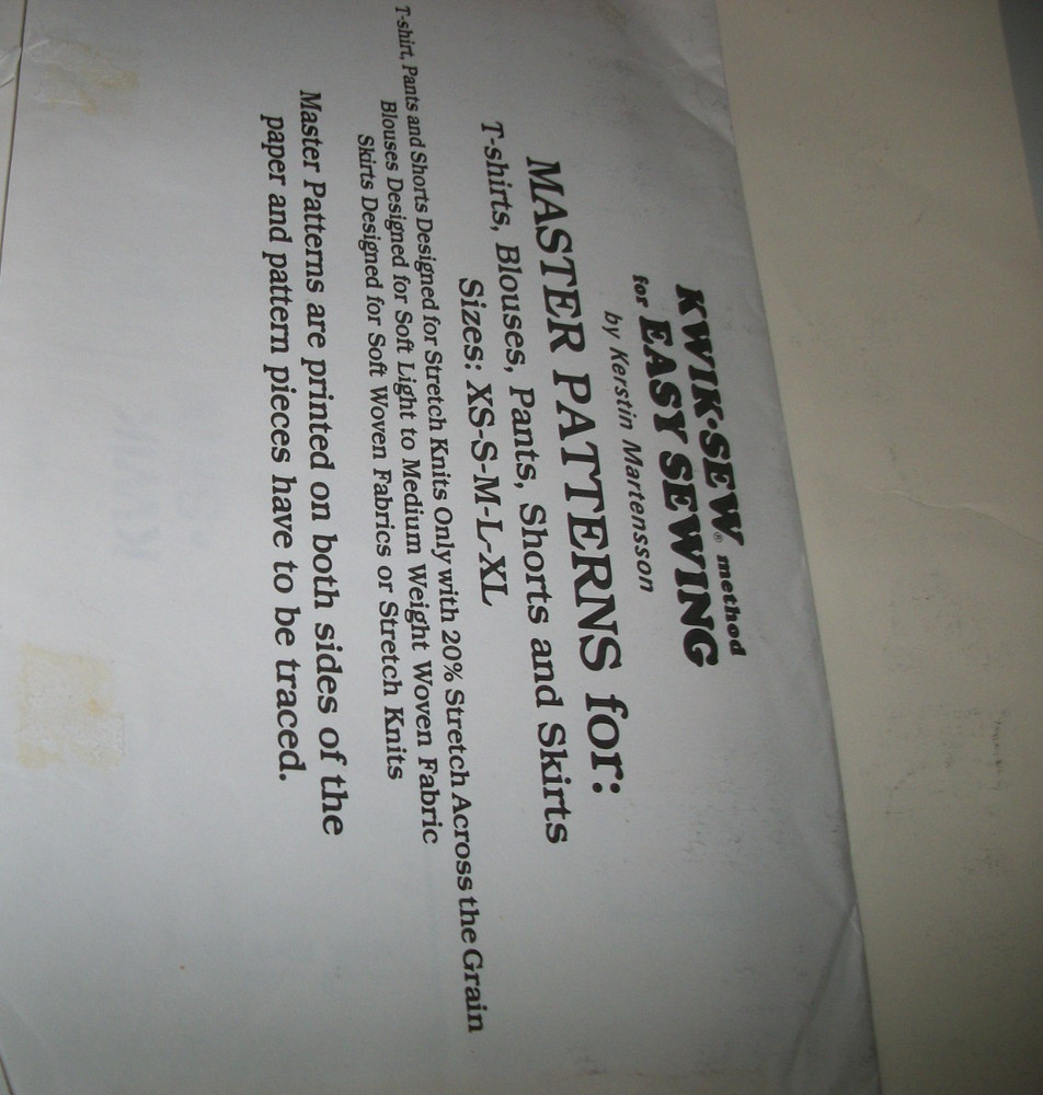 Kwik Sew Method for Easy Sewing w/ Unused Master Patterns