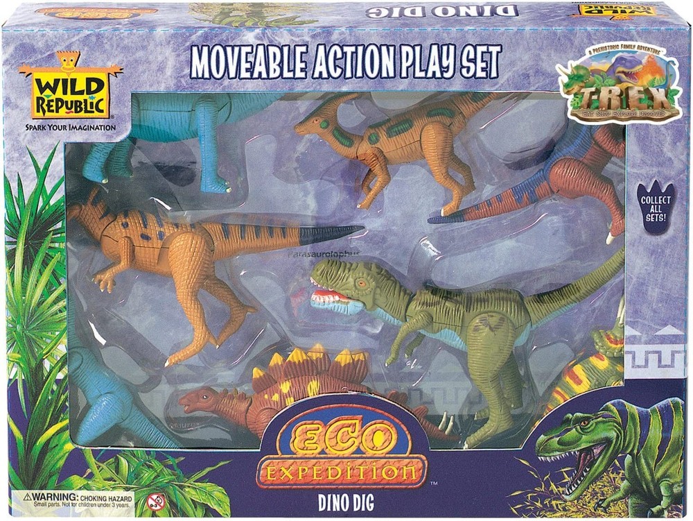 Wild Republic 8 Piece Poseable Dinosaur Set