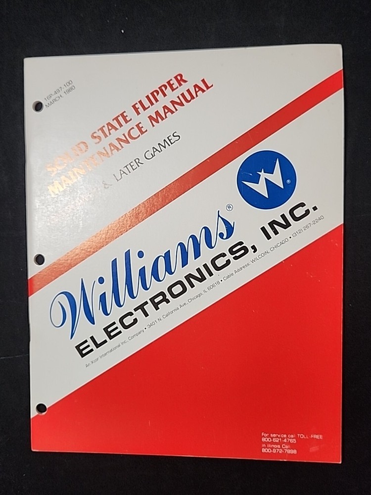 Williams Pinball Solid State Flipper Maintenance Manual Firepower & Later Games