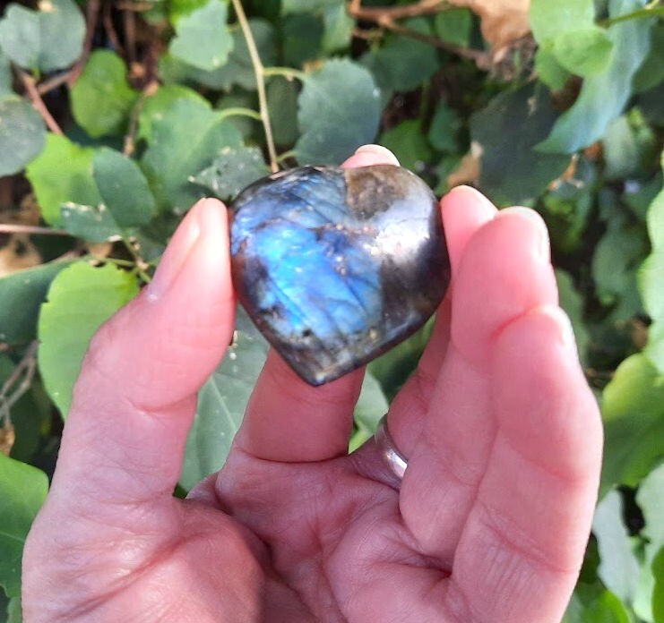 Labradorite Heart Set, Transformation, Higher Realm Connection, Full Potential