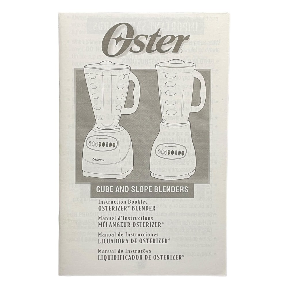 Oster Cube and Slope Blenders Instruction Booklet