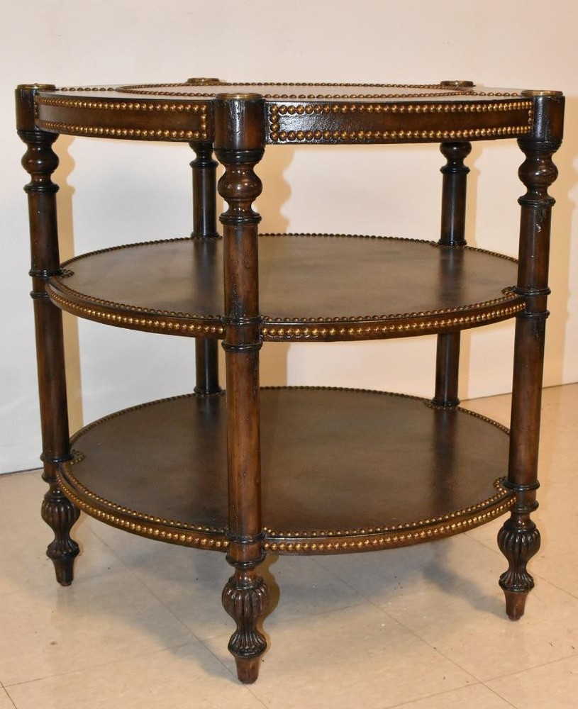 Maitland Smith 3-Tier Leather Top Table
