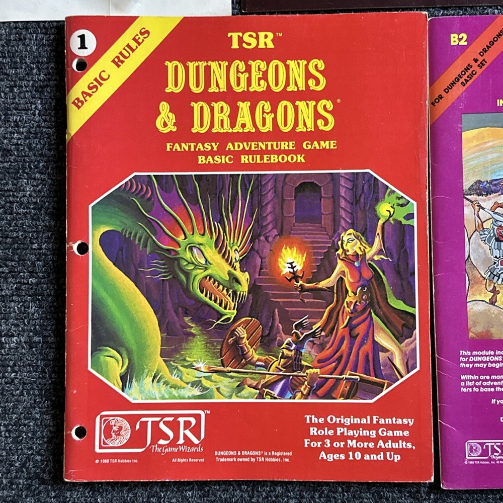 Dungeons and Dragons D&D Basic Set BOXED Including Original Dice Vintage TSR 🟡