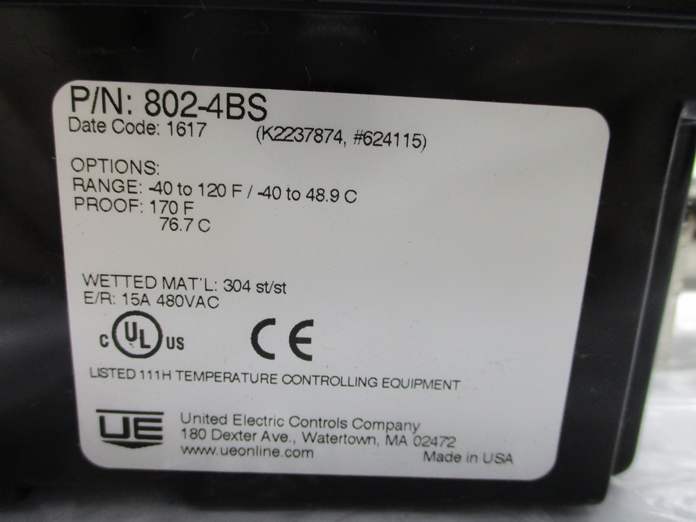 UNITED ELECTRIC CONTROLS 802-4BS TEMPERATURE CONTROLLER NSMP