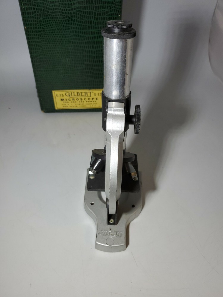 Vintage Gilbert Microscope with Original Green Case S-15