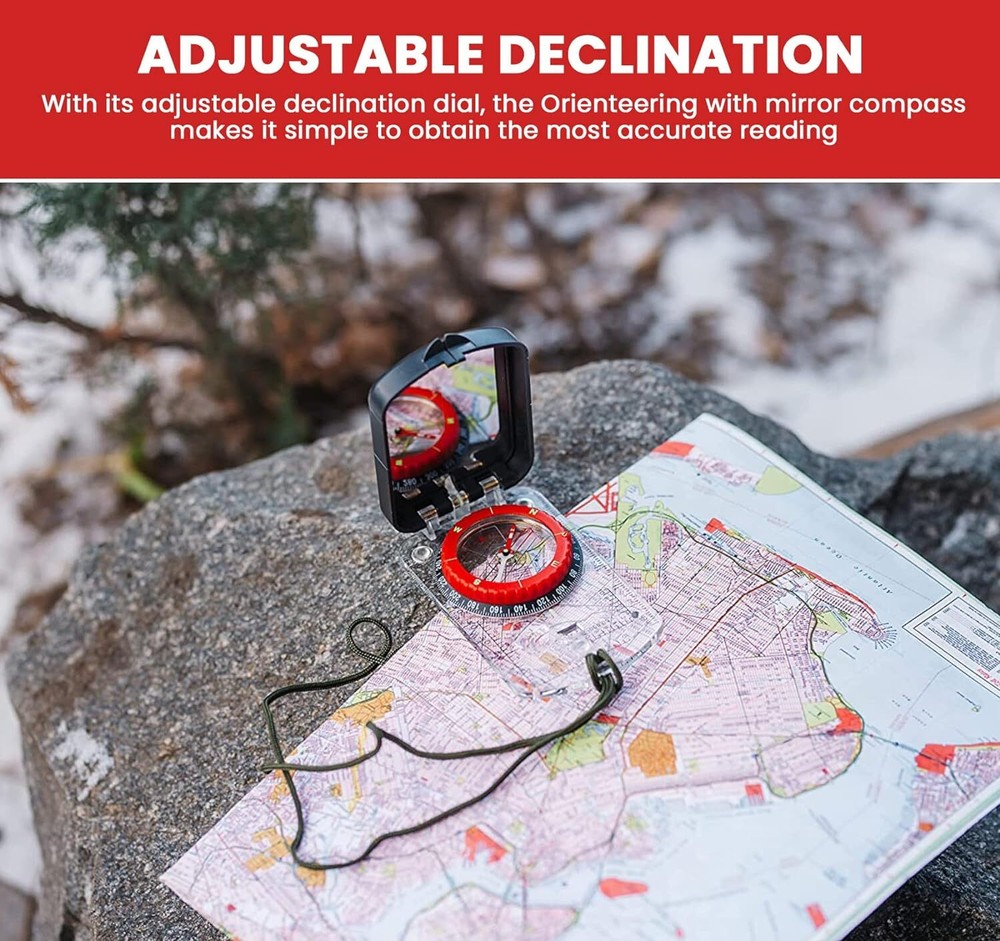 Sighting Compass Mirror Adjustable Declination - Boy Scout Compass Survival